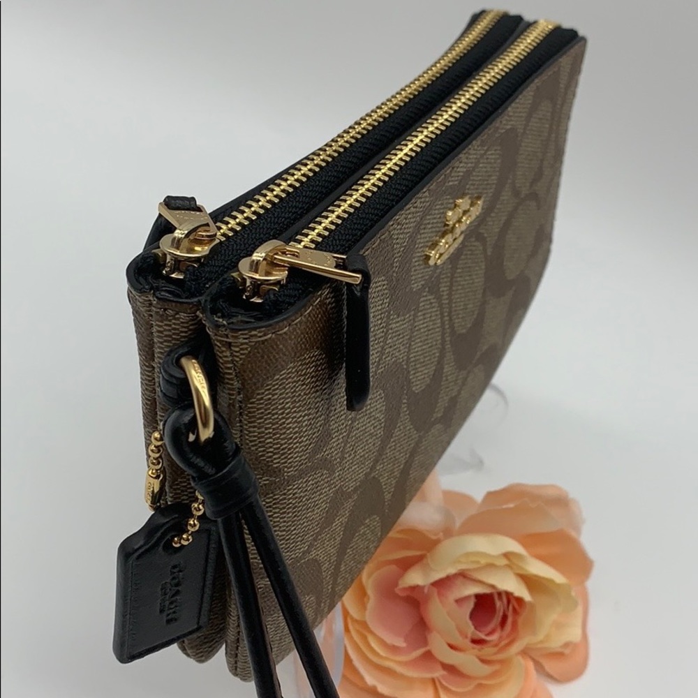 COACH Double Zip Wallet In Signature Canvas - Picture 6 of 8